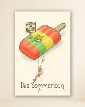 Artprint Sommerloch – humorvolle Comic Sommer Szene in Gesamtansicht